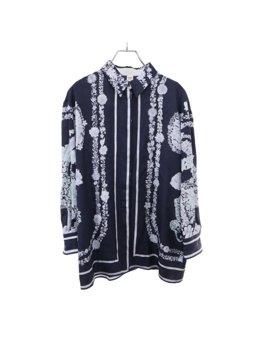Hermes Brides de Gala Gara Silk Blouse Shirt Navy 36